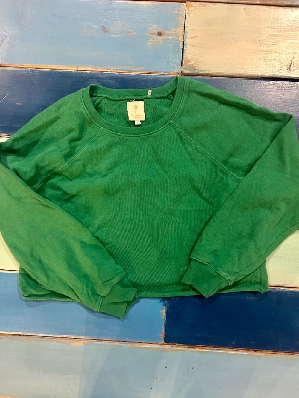 The Westside Green Raw Hem Crewneck Sweatshirt Women’s Small Luxury